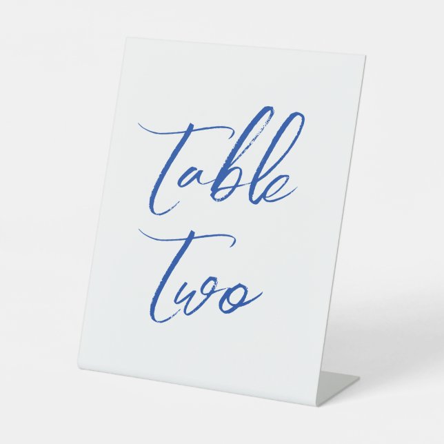 Signe De Table Numéro de table de mariage bleu élégant (Recto)