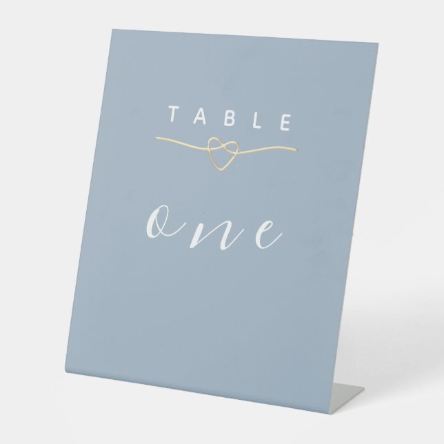 Signe De Table Numéro de table de mariage bleu poussiéreux (Recto)