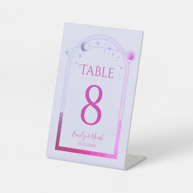 Signe De Table Numéro de table de mariage céleste rose lavande (Recto)