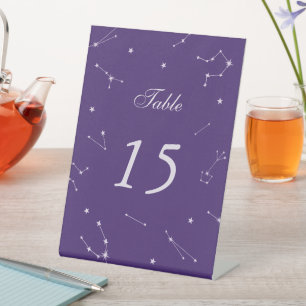 Signe De Table Numéro de table de mariage élégant constellation v