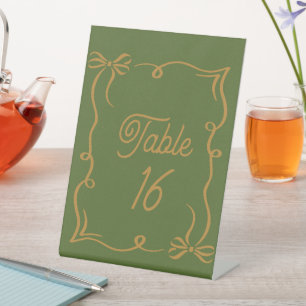 Signe De Table Numéro de table de mariage en acrylique vert olive