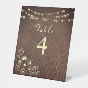 Signe De Table Numéro de table de mariage en bois rustique et gui