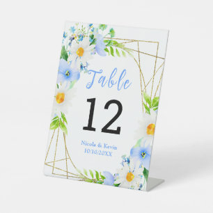 Signe De Table Numéro de table de mariage floral Forget-Me-Nots D
