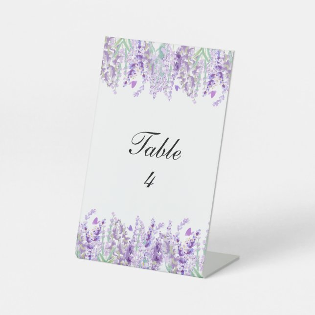 Signe De Table Numéro de table de mariage floral lavande vert vio (Recto)