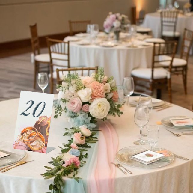 Signe De Table Numéro de table de mariage floral lavande violet é (Créateur téléchargé)
