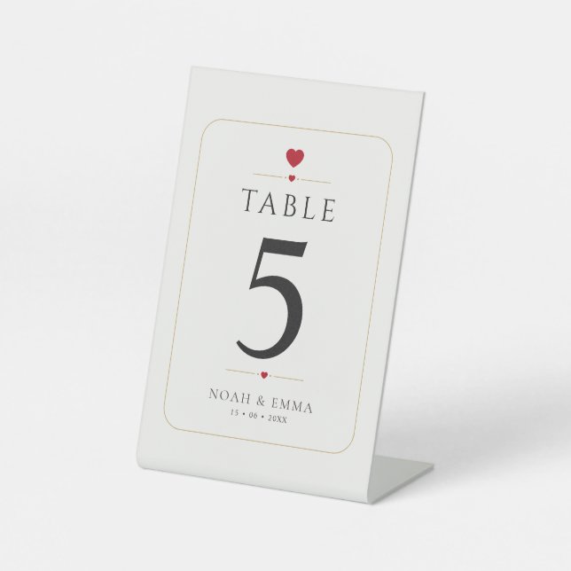 Signe De Table Numéro de table de mariage minimal élégant (Recto)