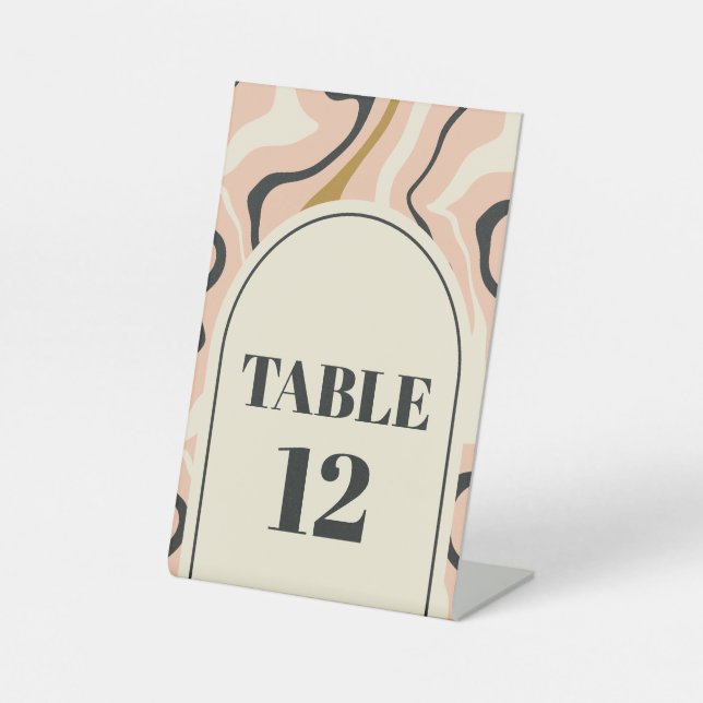 Signe De Table Numéro de table de mariage rose noir à arche tourb (Recto)