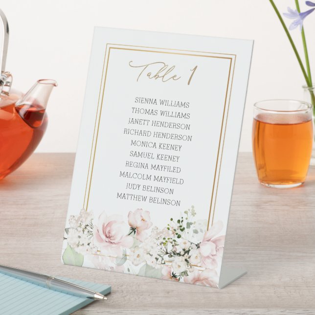 Signe De Table Numéro de table de mariage Roses roses Tableau de  (In SItu)