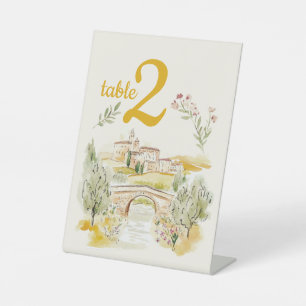 Signe De Table Numéro de table de mariage toscan aquarelle