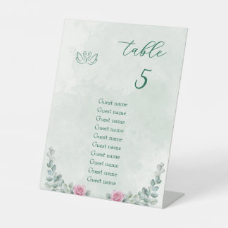 Signe De Table Numéro de table de mariage vert émeraude et rose c