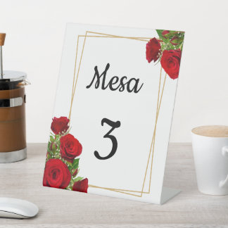 Signe De Table Numéro de table Décor de mariage espagnol floral r