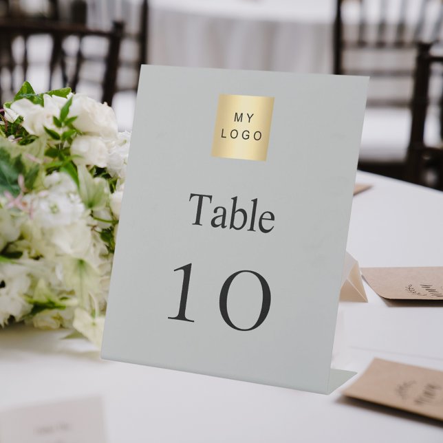Signe De Table Numéro de table du logo de l'entreprise noir gris (Créateur téléchargé)