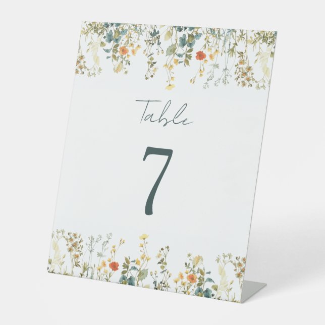 Signe De Table Numéro de table du Mariage fleur sauvage (Recto)