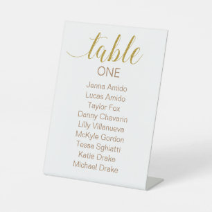 Signe De Table Numéro de table du tableau du Mariage de script or