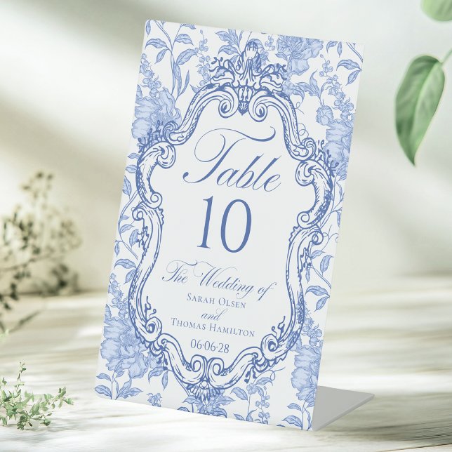Signe De Table Numéro de table élégant à fleurs bleues pour maria (Créateur téléchargé)