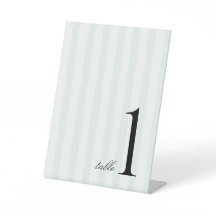 Numéro de table élégant avec rayure bleue personna