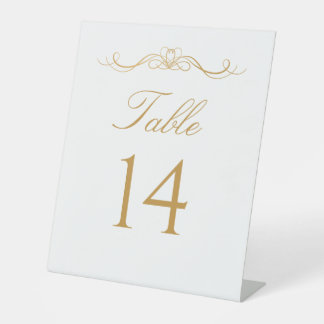 Signe De Table Numéro de table élégant moderne or et blanc