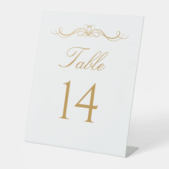Signe De Table Numéro de table élégant moderne or et blanc (Recto)
