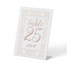 Numéro de table en dentelle rose personnalisé pour