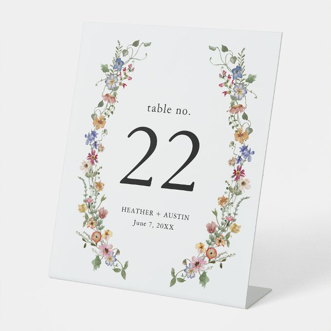 Signe De Table Numéro de table floral (Colorful Floral Table Number Pedestal Sign by Painted Paperie
)