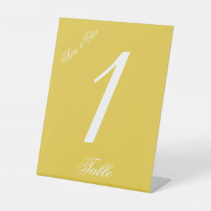 Signe De Table Numéro de table minimaliste jaune moutarde