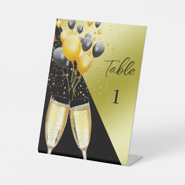 Signe De Table Numéro de table pour 40e anniversaire Champagne et (Recto)