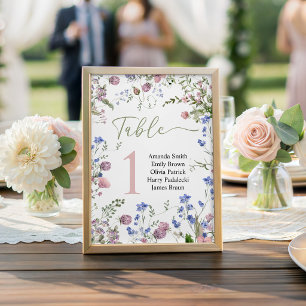Signe De Table Numéro de table pour Baby Shower Wildflower