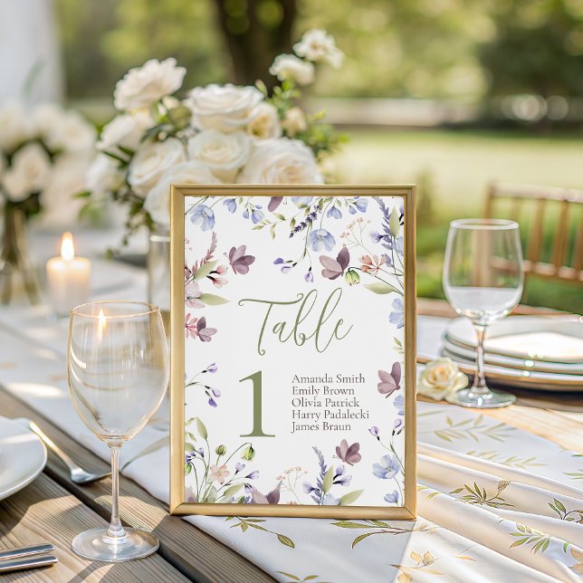 Signe De Table Numéro de table pour Baby Shower Wildflower (Créateur téléchargé)