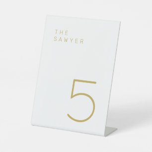Signe De Table Numéro de table Sawyer 5 Gold et White