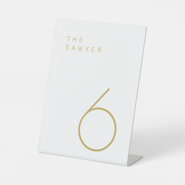 Signe De Table Numéro de table Sawyer 6 Gold et White (Recto)