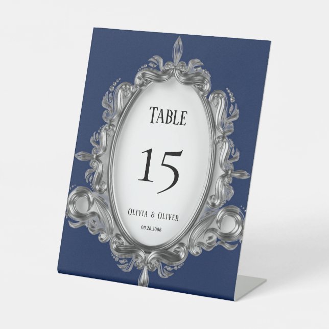 Signe De Table Numéro De Tableau Des Mariages De Cadre Bleu Et Ar (Recto)
