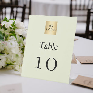 Signe De Table Numéro de tableau du logo d'entreprise noir beige