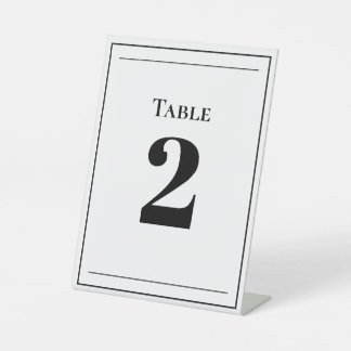 Signe De Table Numéro minimaliste de table noire et blanche