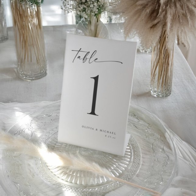 Signe De Table Numéros de table de mariage élégants à écriture ma (Elegant modern handwriting wedding table numbers - 4x6 and self standing signs.)