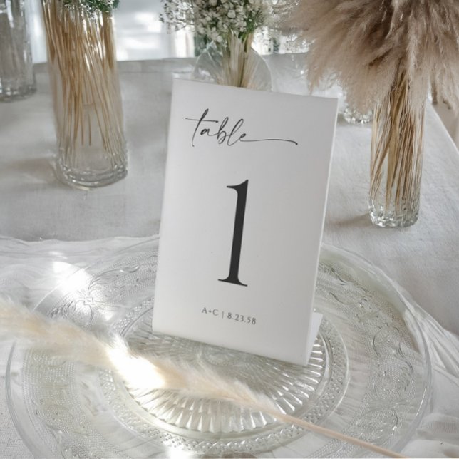 Signe De Table Numéros de table minimaux modernes simples Mariage (4x6 Wedding Table Numbers. Self standing modern minimalist handwriting table numbers)