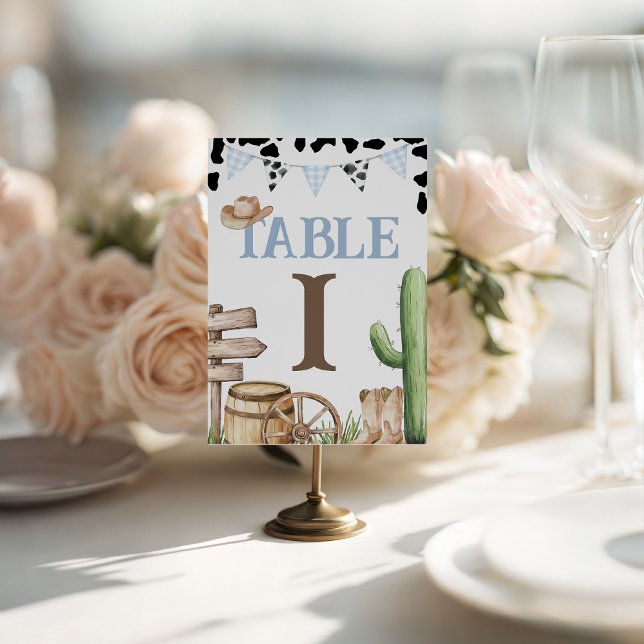 Signe De Table Numéros de table pour Baby Shower Cow-boy (Créateur téléchargé)