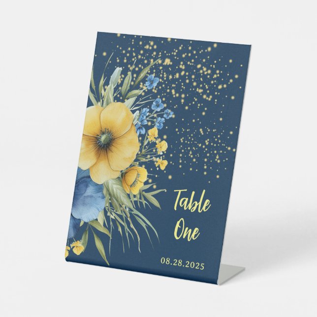 Signe De Table Numéros de tableau bleu et jaune de la Marine Flor (Recto)