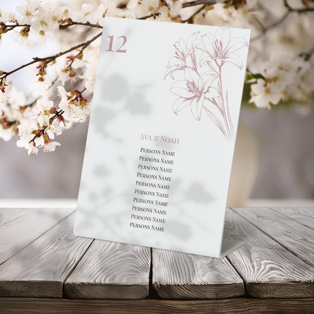 Signe De Table Numéros de tableau Mariage en ligne rose (Créateur téléchargé)
