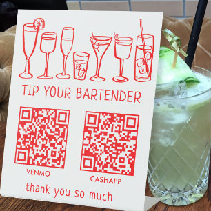 Signe De Table NUMÉROTER POUR PAYER LES CODES QR Cocktails Barman