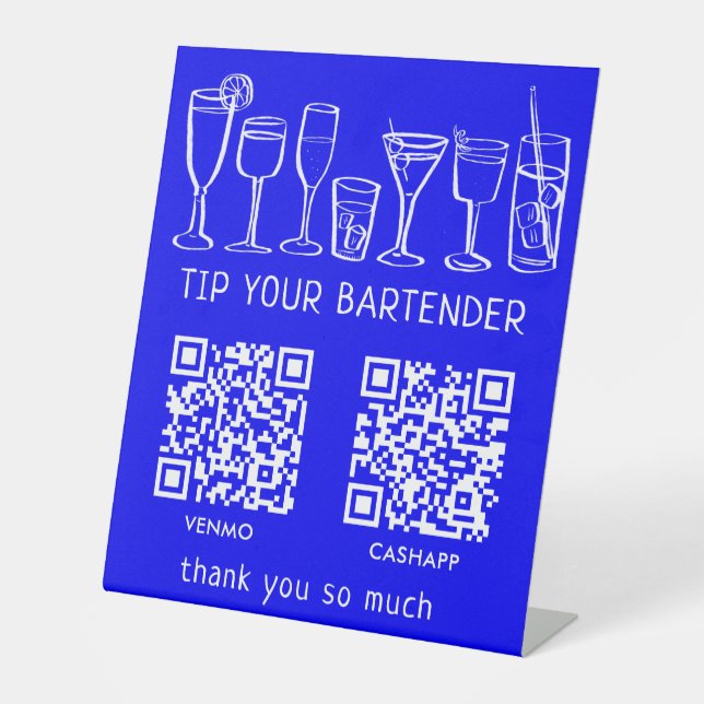Signe De Table NUMÉROTER POUR PAYER LES CODES QR Cocktails Barman (Recto)