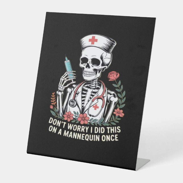 Signe De Table Nurse Skeleton Plaisanterie Humour Halloween Essen (Recto)