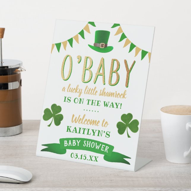 Signe De Table O'Baby St. Patrick's Day Baby shower Bienvenue (In SItu)