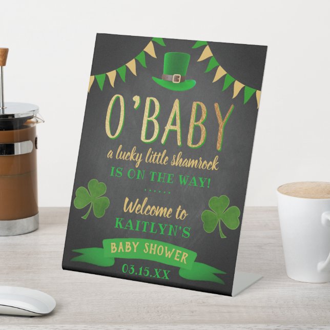 Signe De Table O'Baby St. Patrick's Day Baby shower Bienvenue (In SItu)