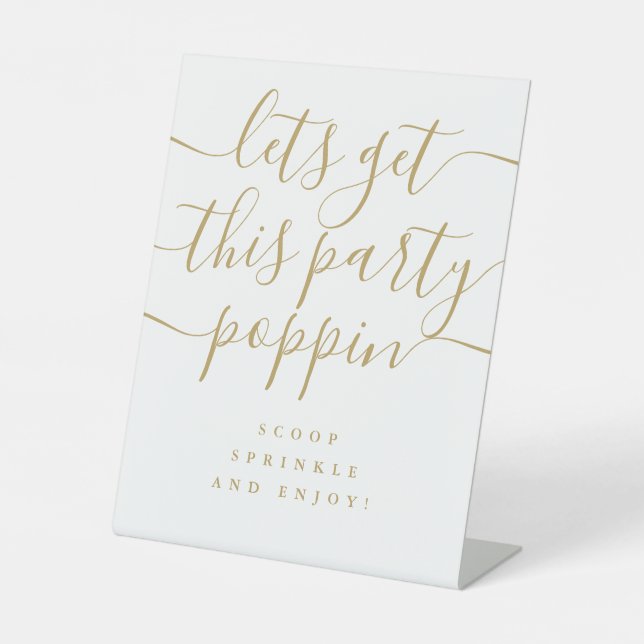 Signe De Table Obtenez Cette Partie Poppin Popcorn Bar Gold (Recto)