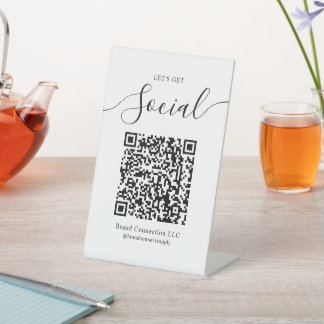Signe De Table Obtenons social Code QR Nom de l'entreprise