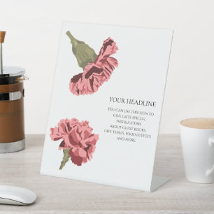 Signe De Table Oeillets roses Luxe Moderne Floral Mariage