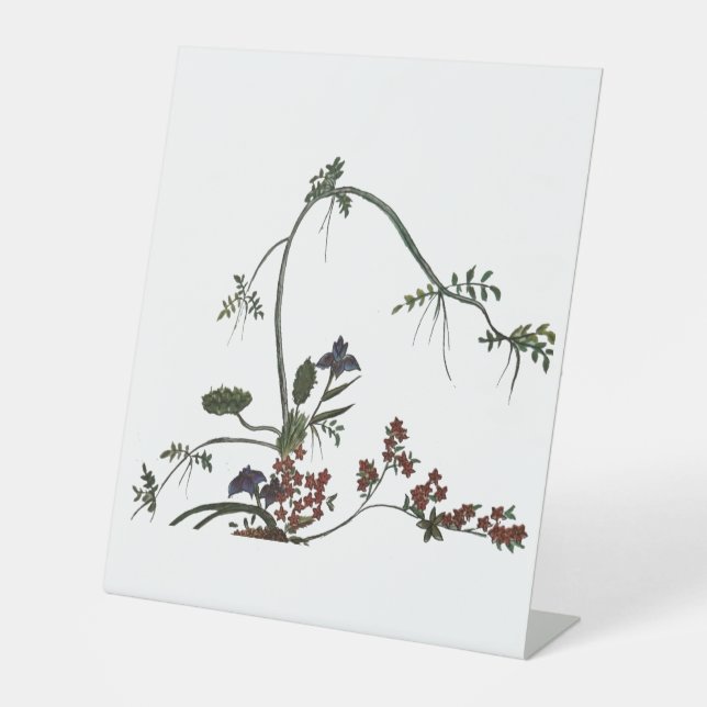 Signe De Table oeuvre florale fleur japonaise (Recto)