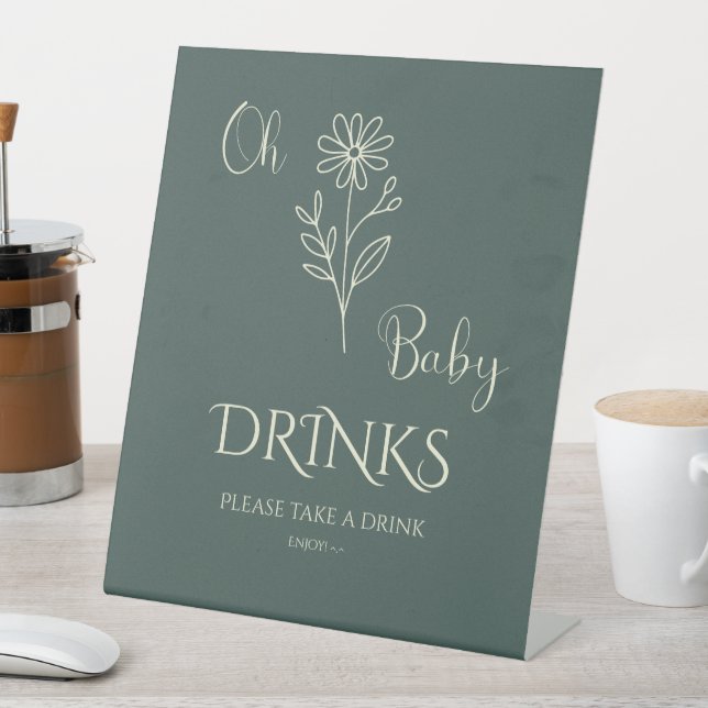 Signe De Table Oh Baby Minimalist Wildflower Baby Shower Drinks (In SItu)