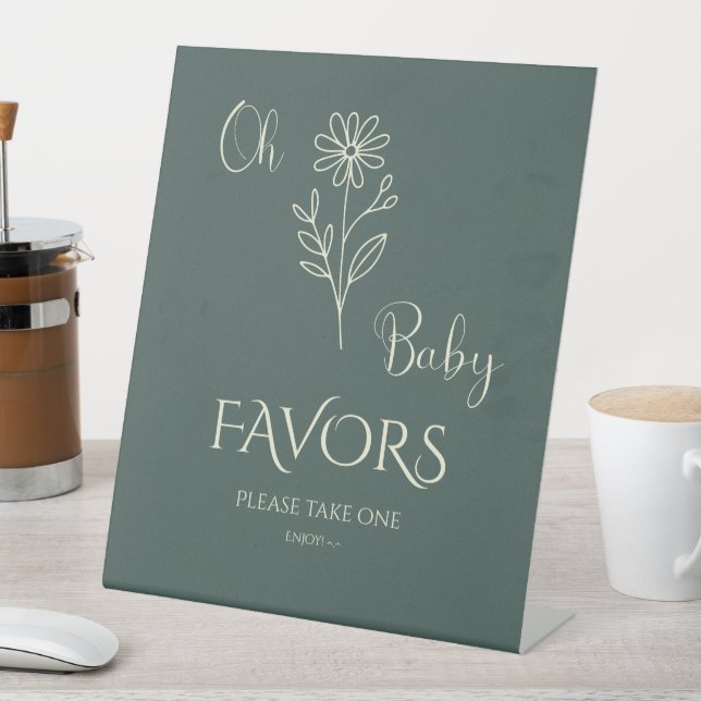 Signe De Table Oh Baby Minimalist Wildflower Baby Shower Favors (In SItu)