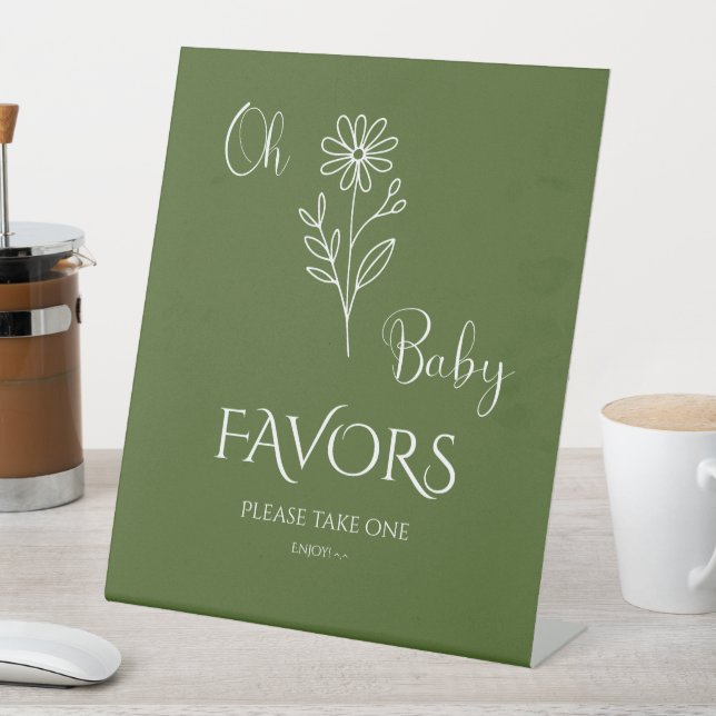 Signe De Table Oh Baby Minimalist Wildflower Baby Shower Favors (In SItu)